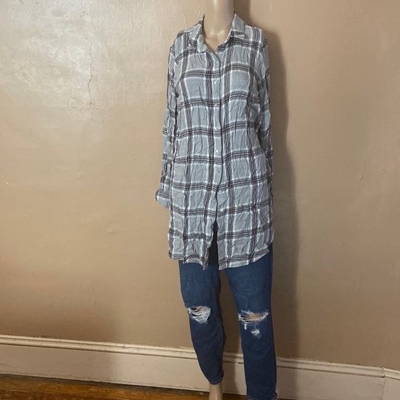 Plaid button down tunic - Picture 1 of 8